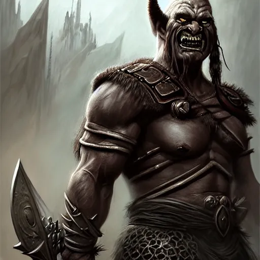 Prompt: d & d concept art matte painting orc warrior in the style of stefan kostic, realistic, sharp focus, 8 k high definition, insanely detailed, intricate, mysterious, art by stanley lau and artgerm and luis royo