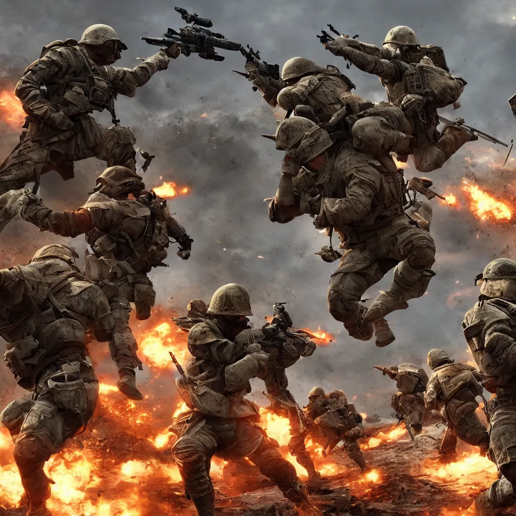 Image similar to war, battlefield, detailed, cinematic, unreal engine