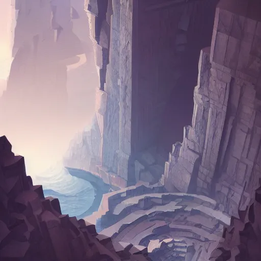 Image similar to geometric chasm, epic scale, high quality, detailed, artstation, intricate