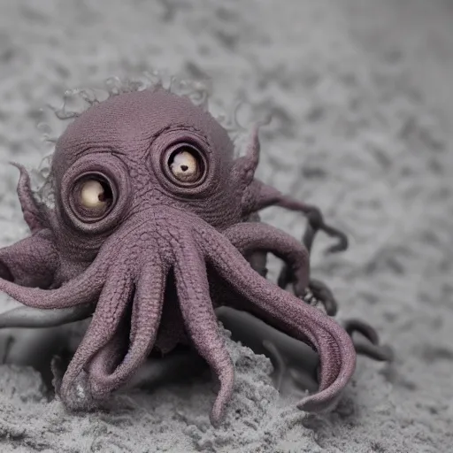 Image similar to baby cthulhu, macro photograph with shallow dof, adorable, freaky