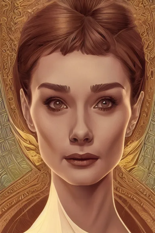 Prompt: symmetry!! portrait of audrey hepburn, intricate, elegant, highly detailed, digital painting, artstation, concept art, smooth, sharp focus, illustration, art by artgerm and greg rutkowski and alphonse mucha