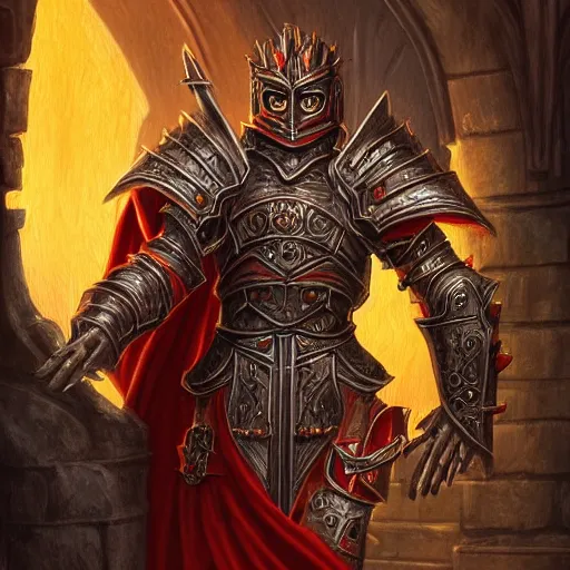 Image similar to blood paladin, fantasy art, located in a castle, legendary armor, red sunlight through the window, decorated, high quality, highly detailed,