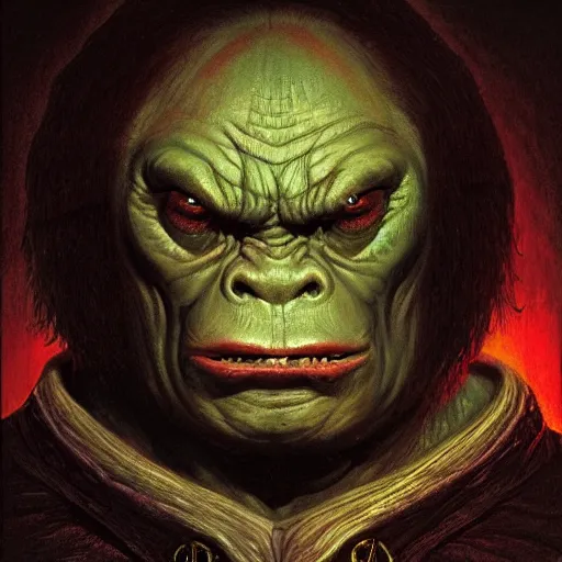 Prompt: an orc, portrait, by thomas cole and wayne barlowe,