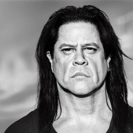 Image similar to glenn danzig is very confused on the surface of mars and there are aliens trying to give him a pill,