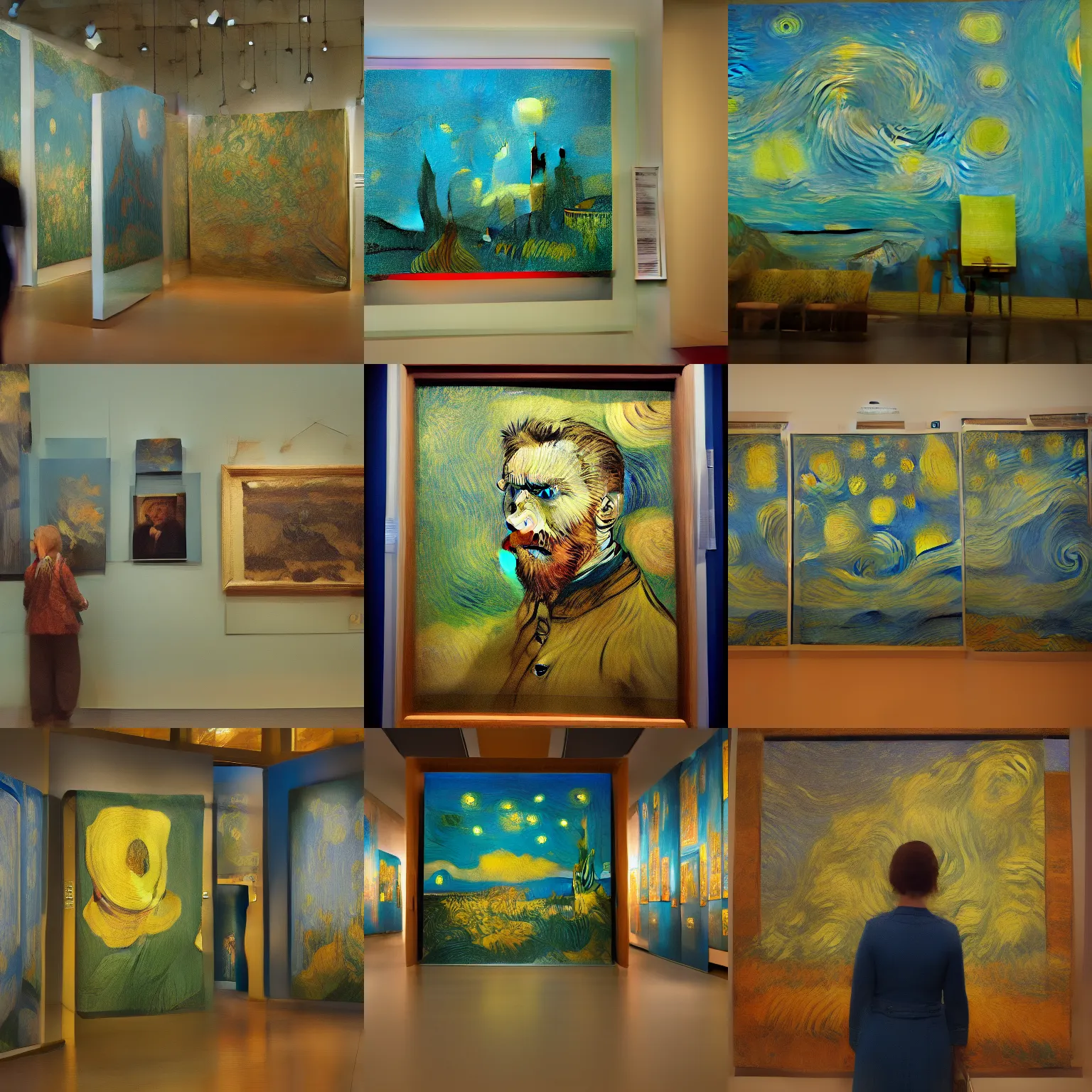 Prompt: art installation based on van gogh, in a museum, photo, art magazine