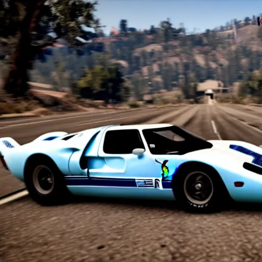 Image similar to white and blue ford gt 4 0 mk 2 in red dead redemption 2