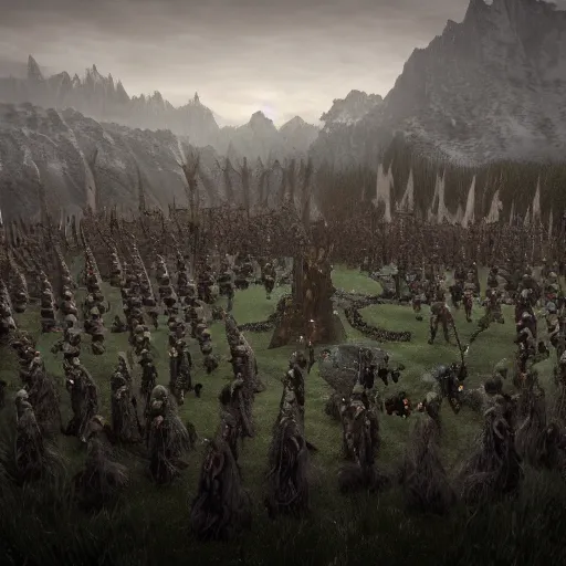 Prompt: army of elfen by J.R.R. Tolkien, lotr style, fantasy, Unreal Engine 5