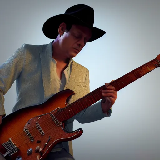 Prompt: hyperrealistic dslr film still of stevie ray vaughan vince vaughn, stunning 8 k octane comprehensive 3 d render, inspired by istvan sandorfi & greg rutkowski & unreal engine, perfect symmetry, dim volumetric cinematic lighting, extremely hyper - detailed, extremely lifelike attributes & lifelike texture, intricate, masterpiece, artstation, stunning