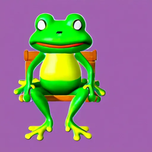 Prompt: cute froggy chair from animal crossing, fanart