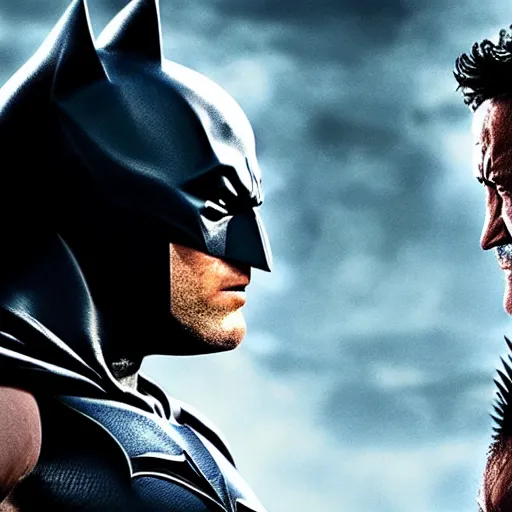 Image similar to epic awe inspiring photorealistic Batman VS Wolverine movie poster 8k hdr