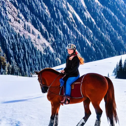 Prompt: kara ben nemsi on a horse in the mountains