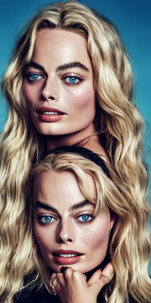 Image similar to a portrait of margot robbie, vogue cover, highly detailed