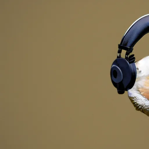 Image similar to a bird wearing headphones