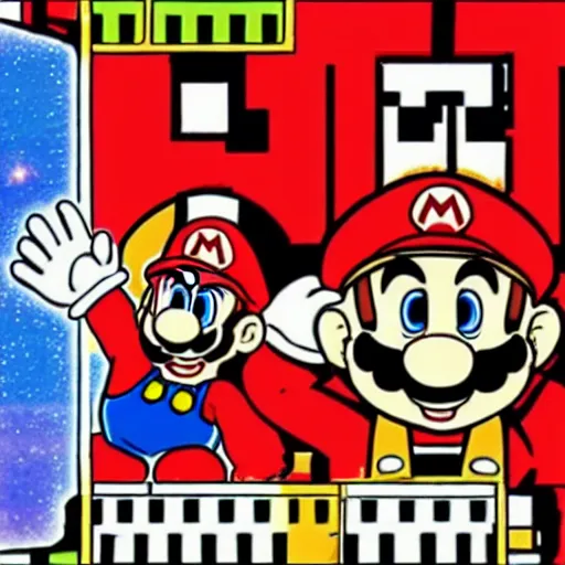 Prompt: super Mario bros super show in space