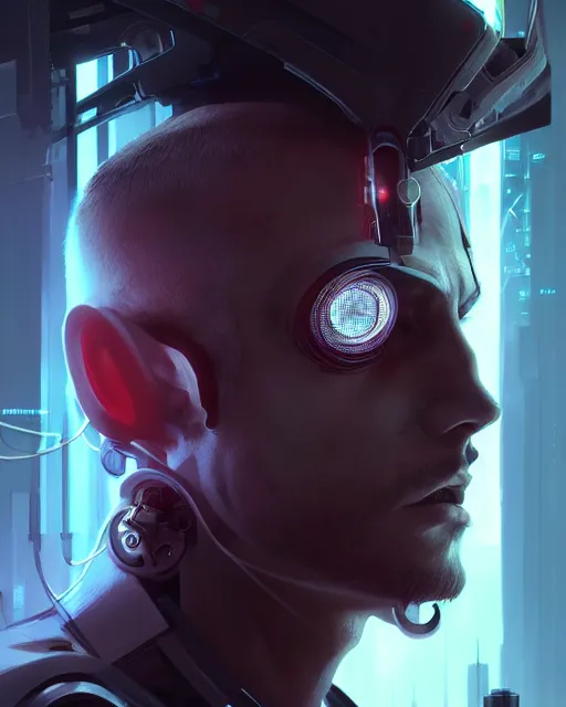 Prompt: cyberpunk male portrait, handsome, sci fi, cyborg, gears, complex 3 d render by ilya kuvshinov, peter mohrbacher, greg rutkowski, ryohei hase, dramatic lighting, intricate, highly detailed, sharp focus, luminous, unreal engine, blender, artstation, masterpiece, ray tracing