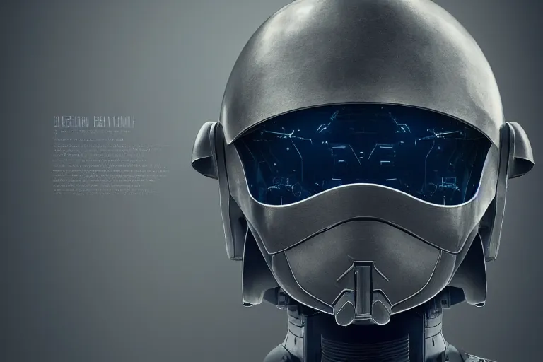 Prompt: cybernetic empire soldier in minimalistic helmet, dieter rams, image, elegant, highly detailed, sharp focus, illustration, beautiful, geometric, trending on artstation, battlefield, cinematic, artwork by wlop