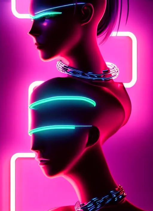 Image similar to a american female humanoid, cyber neon lighting, futurism, intricate futuristic jewelry, cyberpunk high fashion, glamor profile pose, hyper photorealistic, crispy quality, digital photography, trending in artstation, trending in pinterest, cinematic, 4 k ultra hd, art by pascal blanche, art by greg rutkowski,