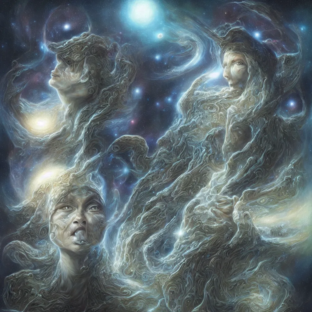 Prompt: a sentient traveler of galaxies, by tomasz alen kopera