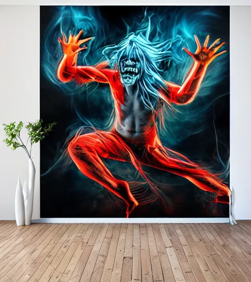 Prompt: dancing demon hyperrealistic 4k walllaper