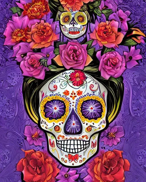 dia de los muertos theme poster!!! art by artemio | Stable Diffusion ...