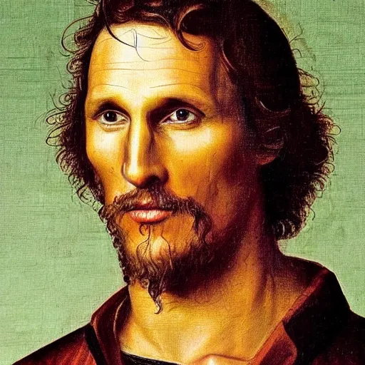 Prompt: a renaissance style portrait painting of Matthew McConaughey