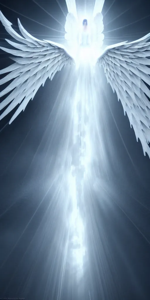 Image similar to a way to go to heaven. very beautiful and peaceful celestial way in the sky to go to the gate of heaven. we can see detailed angels fly across this way. white ominous. volumetric light, intricate, very beautiful fantasy art, digital illustration. unreal engine 5 rendering.