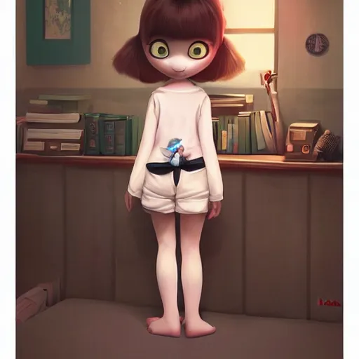 Image similar to little girl in pajama. digital artwork made by ilya kuvshinov, inspired by zootopia, highly detailed, realistic,