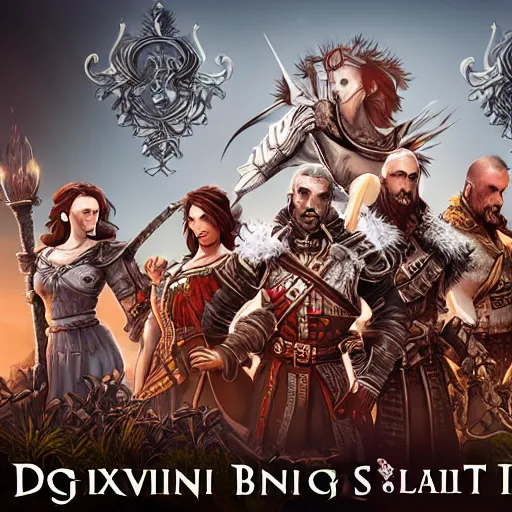 Image similar to box art divinity original sin 2 text, 8 k detailed digital art masterpiece