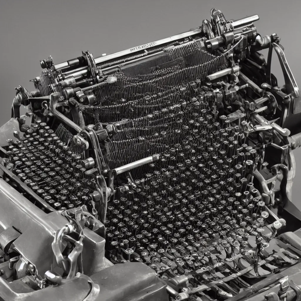 Image similar to product photo of a typewriter designed by hr giger