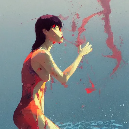 Image similar to a ultradetailed beautiful panting of a woman dipping her toe in water, by conrad roset, greg rutkowski and makoto shinkai, trending on artstation