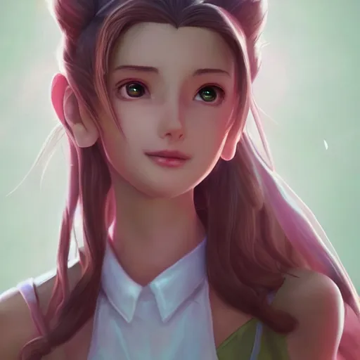 Image similar to aerith gainsborough by nick silva, ja mong, digital, trending artstation