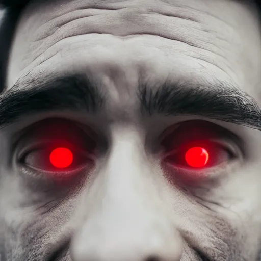 Image similar to a man with red glowing eyes