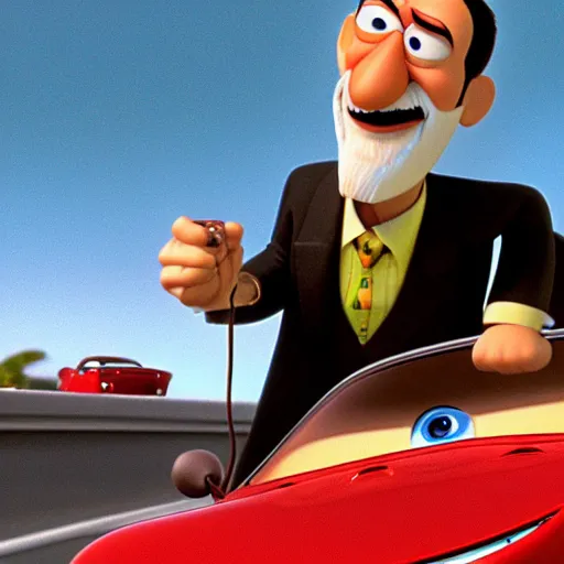 Prompt: sigmund freud in cars, pixar, cinematic, 1 6 mm