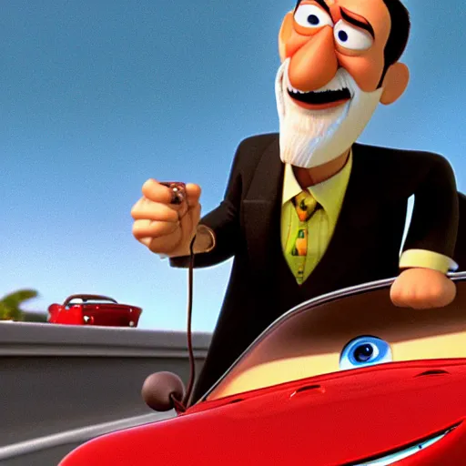 Image similar to sigmund freud in cars, pixar, cinematic, 1 6 mm