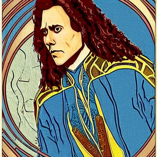 Image similar to an art nouveau portrait of Christoph Walken as a Klingon Warrior, award winning, dramatic