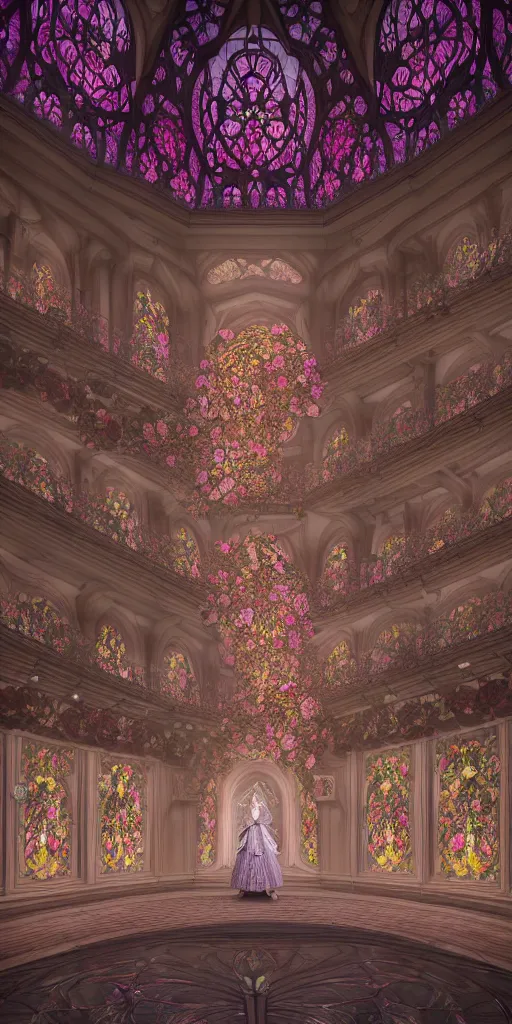 Prompt: the beautiful hyperdetailed physical rendering of a single rose wedding gothic lolita dress clothing design display in exhibition hall, perfectly shaded, atmospheric lighting, in the style of makoto shinkai louis comfort tiffany and louis comfort tiffany stanley artgerm lau wlop rossdraws beeple, surrealistic style, 8 k hd, 3 drender