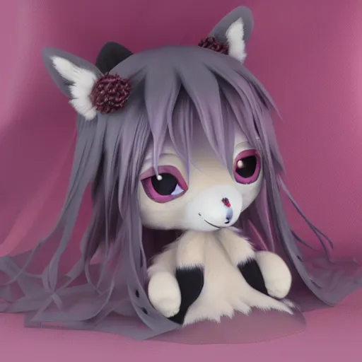 Prompt: cute fumo plush of a fox girl priestess of the dark cathedral, pagan maiden, vray