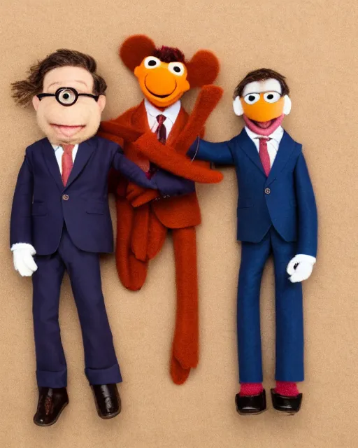 Image similar to ed helms with a suit as a muppet. highly detailed felt. hyper real photo. 4 k.