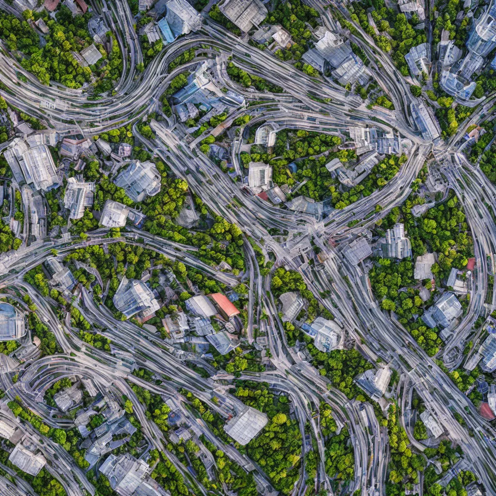 Prompt: a futuristic city built in the Salmon River Mountains, 4k drone photography