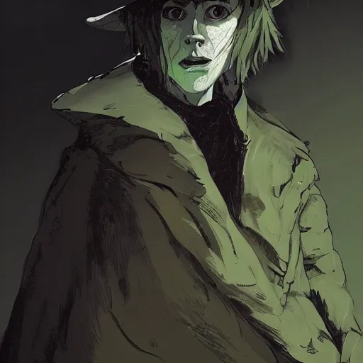 Image similar to snufkin as van hellsing character, digital illustration portrait design, by android jones and greg rutkowski, retrowave color scheme, detailed, cinematic lighting, wide angle action dynamic portrait