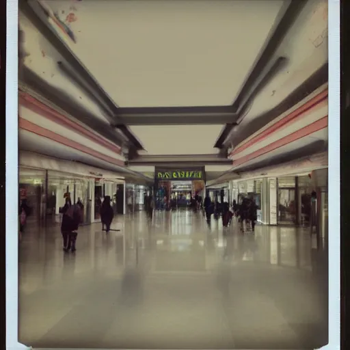 Image similar to Liminal spaces, mall interiors, polaroid photograph