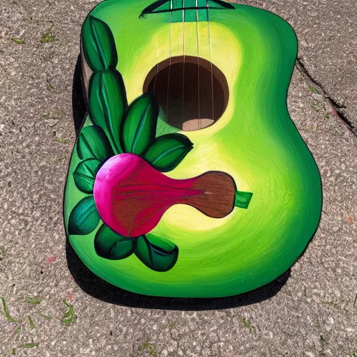 Image similar to avocado ukulele painted by matisse