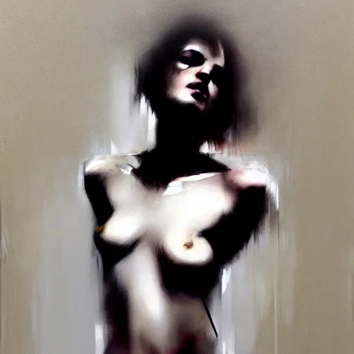 Prompt: vintage, minimalism, figurative, beautiful, colorful, cyber punk, minimal, figure art, soft colors, mono chromatic, black color on white background, Casey Baugh,