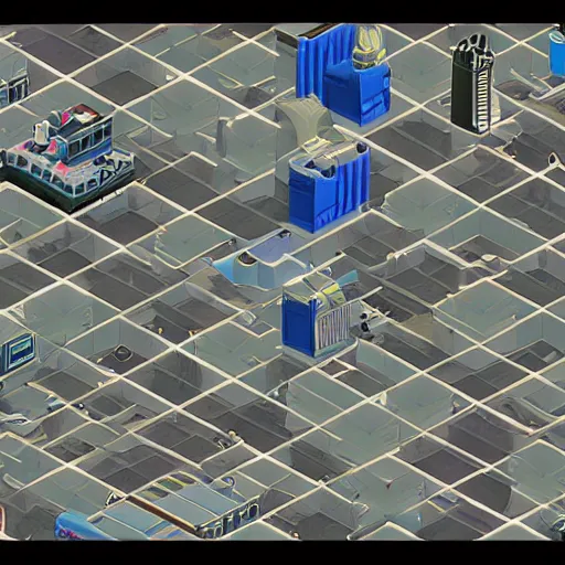 Prompt: an isometric futuristic city in a videogame, ps 1 graphics, polygons, last gen, blocky, retro