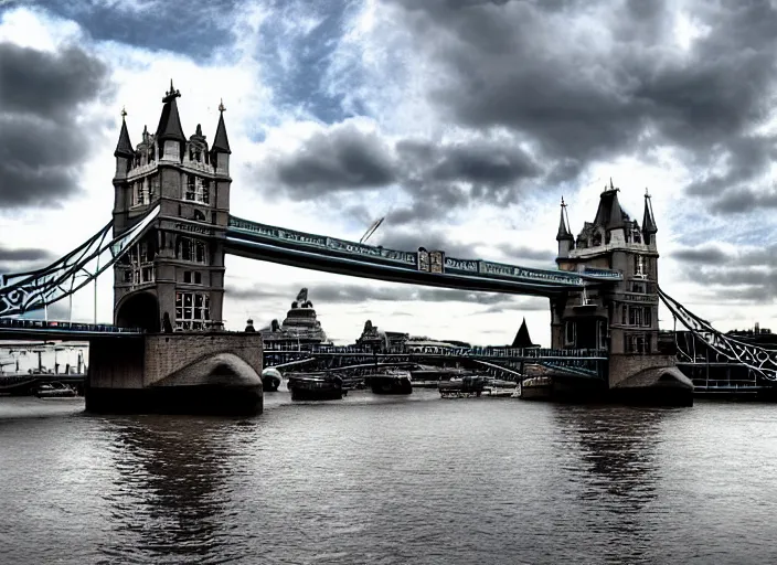 Image similar to beautiful london bridge in england, 8 k, matte painting, in the style of artist, ann stokes