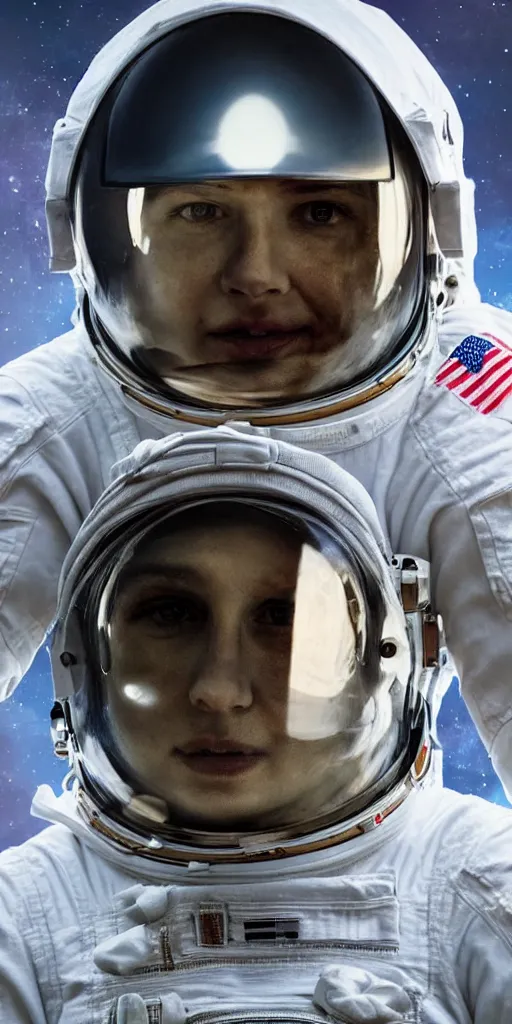 Image similar to closeup portrait photograph of an astronaut ghost, helmet, human head, portrait, hyper realistic, highly detailed, retrofuturism