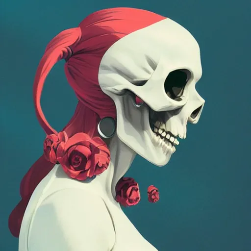 Image similar to skull portrait woman balloons, futurama, elegant, highly detailed, hard shadows and strong rim light, art by jc leyendecker and atey ghailan and sachin teng