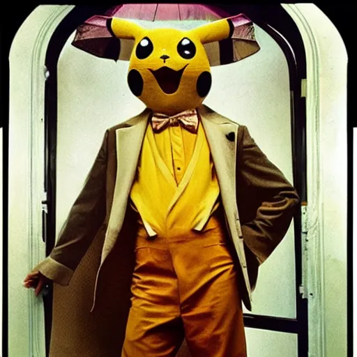 Image similar to elegant man dressed up as pikachu, art photo by Annie Liebovitz and Alphonse Mucha