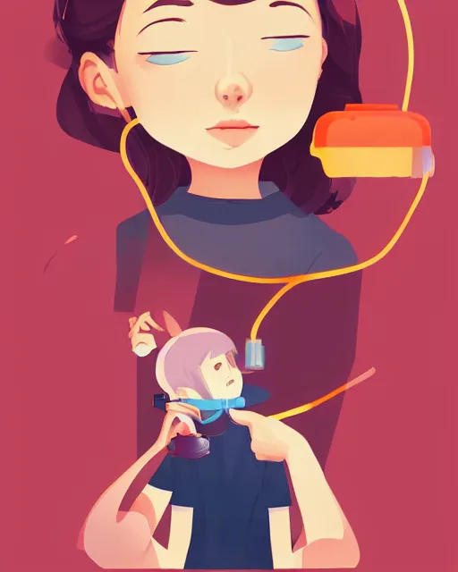 Image similar to a little girl is doing a science experiment. clean cel shaded vector art. minimalist illustration art by lois van baarle, artgerm, helen huang by makoto shinkai and ilya kuvshinov, rossdraws