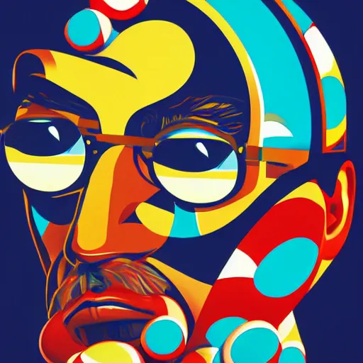 Prompt: Dr. Eggman portrait by Tristan Eaton, geometric, trending dribble, behance